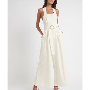 Aje women’s White Vista Cross Back Pocket Jumpsuit Size 4 AUS
